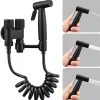 Douchette de bidet pour toilettes en acier inoxydable, 1-en-2 sorties, double commande, robinet et tuyau, pour toilettes, animaux