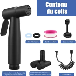 Douchette de bidet pour toilettes en acier inoxydable, 1-en-2 sorties, double commande, robinet et tuyau, pour toilettes, animaux