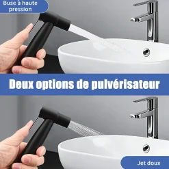 Douchette de bidet pour toilettes en acier inoxydable, 1-en-2 sorties, double commande, robinet et tuyau, pour toilettes, animaux