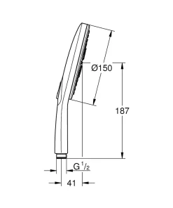 Douchette et flexible chrome rond Grohe Vitalio Smartactive 150 3 jets
