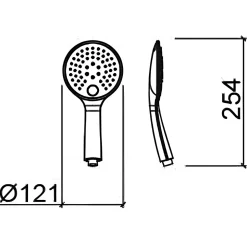 Douchette ronde 3 jets effet pluie effet pluie intense et effet massage sorties d'eau anti-calcaire SANINDUSA Digit 105 chromé