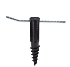 Douille de fixation pour séchoir parapluie, avec barre à visser, en plastique avec intérieur métal, coloris noir, pour étendoir Ø 50 mm Leifheit