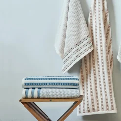 Drap de bain coton 100x150cm SANTORINI rayures jaune