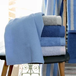 Drap de bain 90x160 cm nid d'abeille PURE WAFFLE 300 g/m² bleu mer