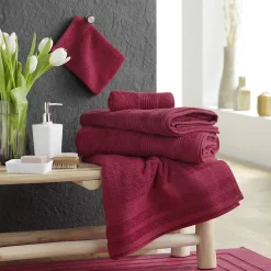Drap de douche 70 x 130 cm eponge unie tendresse Rubis