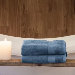 Drap de douche coton 550g/m2 70x130 cm NAÏA bleu Orage