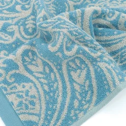 Drap de douche coton 70x140 cm motif mandala collection PLENTY bleu