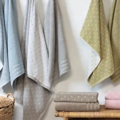 Drap de douche en coton 70X140 cm collection EFFICIENT DOTS marron roble