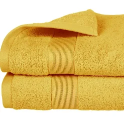 Drap de douche Essentiel - coton 450 gr/m² - jaune moutarde 70x130 cm - Atmosphera