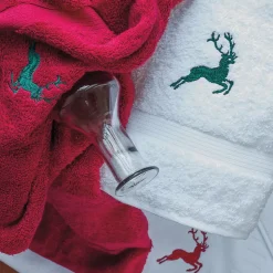 Drap de douche 70x130 cm HIRSH Blanc/Bleu 600g/m2