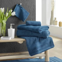 Drap de Douche 70x130 cm Éponge Unie Tendresse Saphir 600g/m²