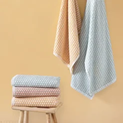 Drap de douche 70x140 cm pur coton motifs quadrillés collection GLOW marron