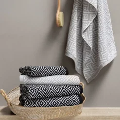 Drap de douche 70x140 cm SYMETRIE coton Gris Alvéoles