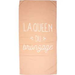 Drap de plage 70x140 cm en polyester collection KANEOHE modèle "La queen du bronzage" rose