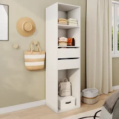 Dressing blanc 2 tiroirs GoodHome Atomia H. 187,5 x L. 50 x P. 45 cm