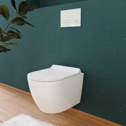 Duofix Pack WC bâti-support 112 cm + WC suspendu sans bride Ceramia avec abattant SoftClose + plaque blanche (GEBCEPXWT01-FR)