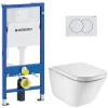 Duofix pack WC bâti-support UP100 + WC suspendu sans bride Roca avec abattant SoftClose + plaque blanche (GEBROGAWR02-FR)
