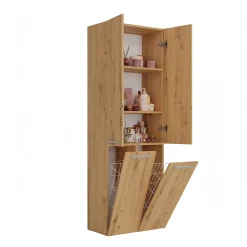 ELLOS - Armoire de salle de bain 2 paniers à ligne - Rangement sdb - 174x60x30 - Meuble colonne
