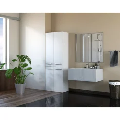 ELLOS - Armoire de salle de bain avec deux paniers - Poignées minimalistes - 174x60x30cm - Colonne rangement