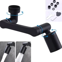 Embout Robinet Pivotant 1440 Mousseur Robinet 2 Jets avec Adaptateur 20/22/24 mm pour Cuisine ou Salle de Bain
