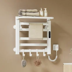 EMKE Chauffe-serviettes Électrique 50x50cm, Thermostat Intelligent WiFi, Radiateur de Salle de Bain Électrique, Blanc
