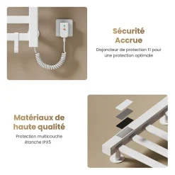 EMKE Chauffe-serviettes Électrique 50x50cm, Thermostat Intelligent WiFi, Radiateur de Salle de Bain Électrique, Blanc