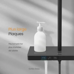 EMKE Colonne de Douche avec douche theramostat à Grande douche de tête et douchette multimode, Cercle, noir