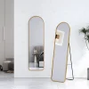EMKE Grand miroir intégral avec cadre en aluminium doré, 140 x 40 cm, sur pied ou mural