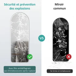 EMKE Grand miroir intégral avec cadre en aluminium blanc, 160 x 60 cm, sur pied ou mural