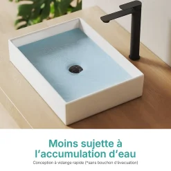 EMKE Lavabo en Céramique Blanc 510x370x110 mm, Vasque Carrée, Posable