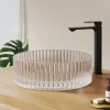 EMKE Lavabo en Verre Trempé Rond à Poser 400x400x120 mm, Vasque Salle de Bain, Irisé