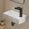 EMKE Lavabo Mural en Céramique 38x22x10cm, Blanc Brillant, Vasque Murale Carrée avec Trou pour Robinet