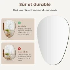 EMKE Miroir de Salle de Bain Asymétrique 45 x 60 cm, Miroir Ovale pour Salle de Bain, Miroir Mural irrégulier Miroir Décoratif