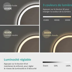 EMKE Miroir lumineux salle de bain ovale 80x60cm, Interrupteur Tactile, Anti-buée, LED éclairage Lumière Froide/Chaude/Neutre