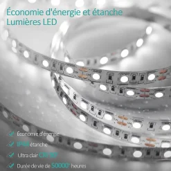 EMKE Miroir lumineux salle de bain 120x60cm, Miroir LED, Interrupteur Tactile, 3x Grossissement, éclairage Lumière Blanche Froide
