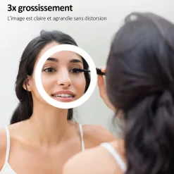 EMKE Miroir lumineux salle de bain 120x60cm, Miroir LED, Interrupteur Tactile, 3x Grossissement, éclairage Lumière Blanche Froide