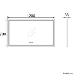 EMKE Miroir lumineux salle de bain 120x70cm,cadre noir,Interrupteur Tactile, Anti-buée, Horloge et Température, LED Lumière Neutre
