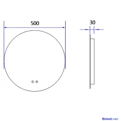 EMKE Miroir lumineux salle de bain rond 50cm, rétro-éclairage sans cadre, Interrupteur Tactile, Lumière Froide/Neutre/Chaude