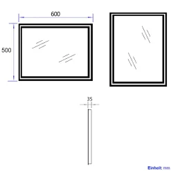 EMKE Miroir lumineux salle de bain 60x50cm,Miroir LED avec Interrupteur à bouton,Anti-buée,éclairage lumière Blanche Froide/Chaude