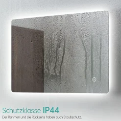 EMKE Miroir lumineux salle de bain Rétro-éclairage 100x60cm, Miroir LED avec Interrupteur Tactile, lumière blanche froide