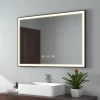 EMKE Miroir lumineux salle de bain 100x70cm,cadre noir,Interrupteur Tactile, Anti-buée, Horloge et Température, LED Lumière Neutre
