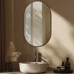 EMKE Miroir rond mural 40x70 cm, surface sans cuivre, anti-explosion, déco murale salle de bain, salon ou chambre