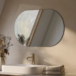 EMKE Miroir rond mural 60x100 cm, sans cuivre, résistant, pour salle de bain, entrée, salon ou chambre