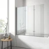 EMKE Pare de baignoire en 6 mm verre securit Paroi de douche pliable pour baignoire, 130x140cm,Revêtement Nano facile à nettoyer