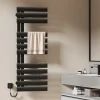 EMKE Radiateur sèche-serviettes électrique salle de bain avec thermostat, panneau chauffant, minuterie, 130x50 cm, 450W, noir mat