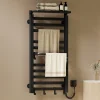EMKE Radiateur sèche-serviettes électrique salle de bain 100 x 50 cm, température constante intelligente, 280 W, noir mat