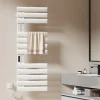 EMKE Radiateur sèche-serviettes électrique salle de bain avec thermostat, 130x50 cm, 450W, blanc brillant