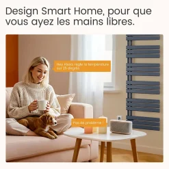 EMKE Radiateur Sèche-Serviettes Électrique 1599x500 mm, Gris Anthracite 1000W, WiFi, Modes Intelligents, IPX4