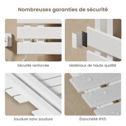 EMKE Radiateur sèche-serviettes électrique salle de bain avec thermostat, 85x40 cm, 285W, blanc brillant