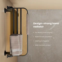 EMKE Radiateur sèche-serviettes électrique salle de bain 50 x 50 cm, température constante intelligente, noir mat